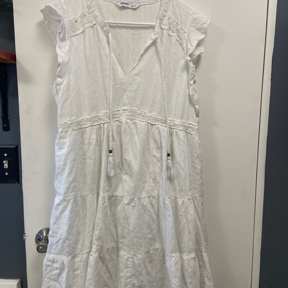 Sonoma Dresses & Skirts - Sonoma Large eyelet White Smocked Midi Sundress with Flutter Sleeves